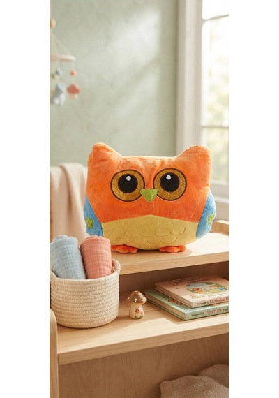 Peluş Baykuş Yastık 40 Cm Turuncu
