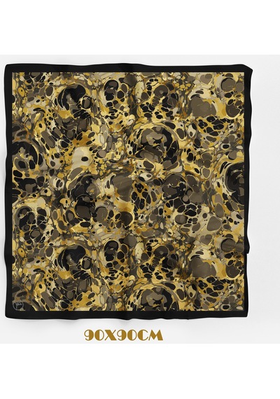 Ochre Desen 90x90cm Matte Cotton Eşarp Haki-siyah