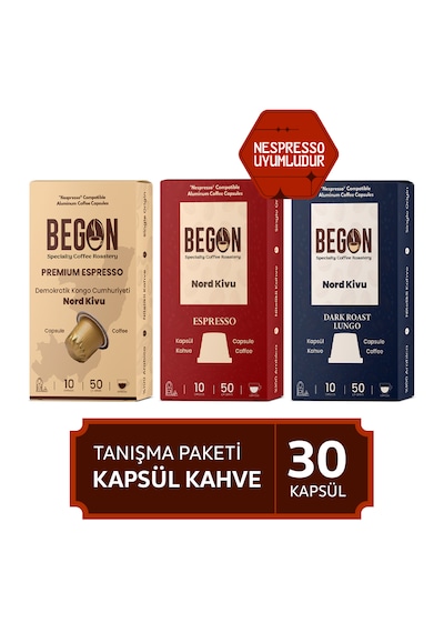 Begon Kahve Nord Kivu Nespresso Uyumlu Alüminyum Kapsül Kahve Tanışma Seti 3 x 10'lu