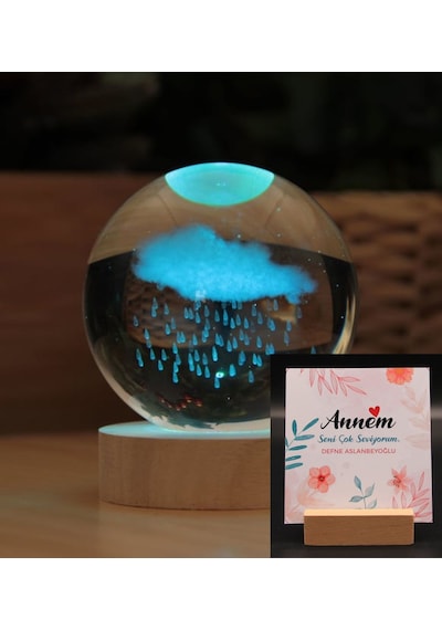 Anneler Günü'ne Özel Bulut 3d Boyutlu Kristalleşmiş Cam Işıklı Küre
