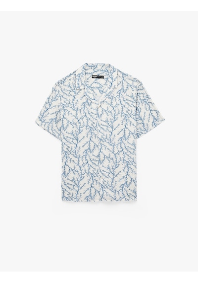 Koton Regular Fit Kısa Kollu Devrik Yaka Desenli Gömlek Mavi Desenli 6sam60048hw