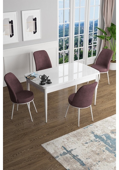 Canisa Concept Han Serisi 70x114, Açılabilir Mdf Mutfak Masa Takımı, Beyaz Masa Ve 4 Gülkurusu Sandalye Masa Beyaz Sandalyeler Gülkurusu Canisa Concept Han Serisi 70x114, Açılabilir Mdf Mutfak Masa Takımı, Beyaz Masa Ve 4 Gülkurusu Sandalye Masa Beyaz Sandalyeler Gülkurusu