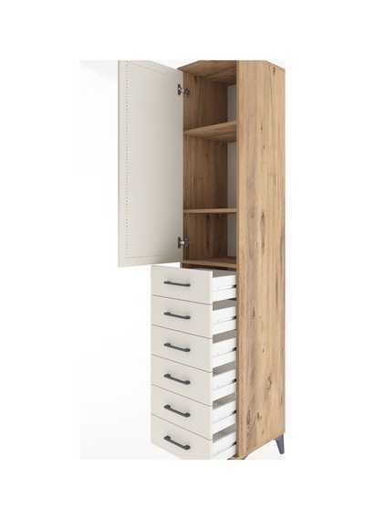 Hyperion Dolap 3 Raflı 6 Çekmeceli Tek Kapaklı 44x44x221 Çam-aytaşı Atlas Çam