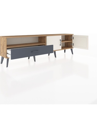 Arges Tv Ünitesi 2 Raflı Tek Çekmeceli 2 Kapaklı 176x30x51 Çam-aytaşı/antrasit Aytası/antrasıt Arges Tv Ünitesi 2 Raflı Tek Çekmeceli 2 Kapaklı 176x30x51 Çam-aytaşı/antrasit Aytası/antrasıt
