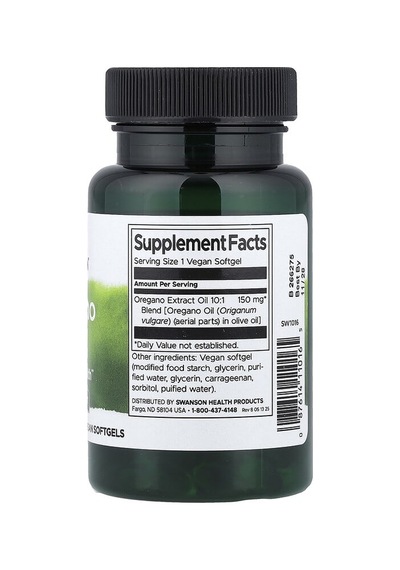 Swanson Vitamins, Oregano Oil, 120 Vegan Softgels 150 Mg Per Capsule