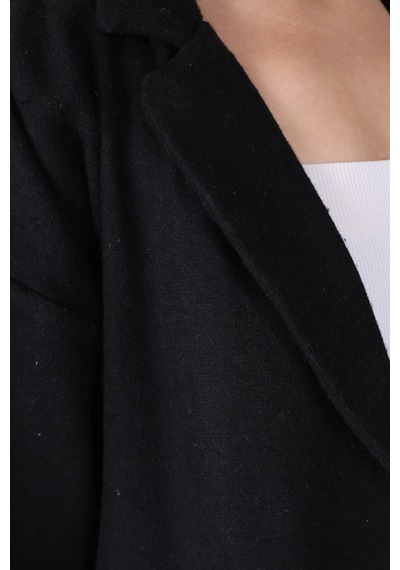 Armonika Kadın Siyah Erkek Yaka Yanları Yırtmaçlı Oversize Ceket Arm-26k001009
