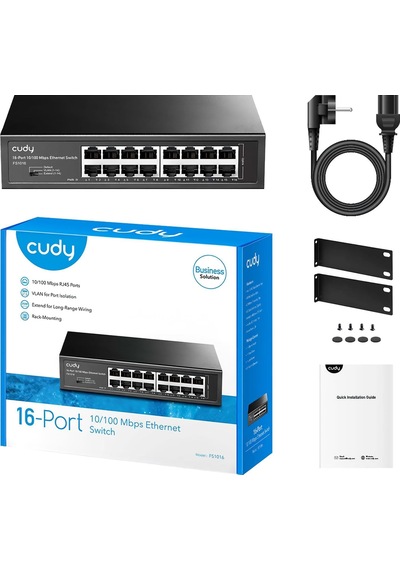 Cudy FS1016 16 Port 10/100 Mbps Metal Rackmount Masaüstü Switch