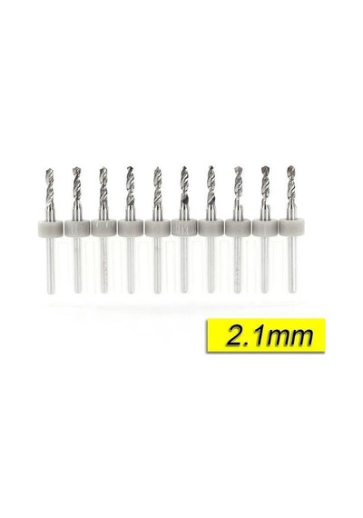 PCB Mikro Karbür CNC Matkap Ucu 10lu Set 2,10mm Tungsten 18 Shank
