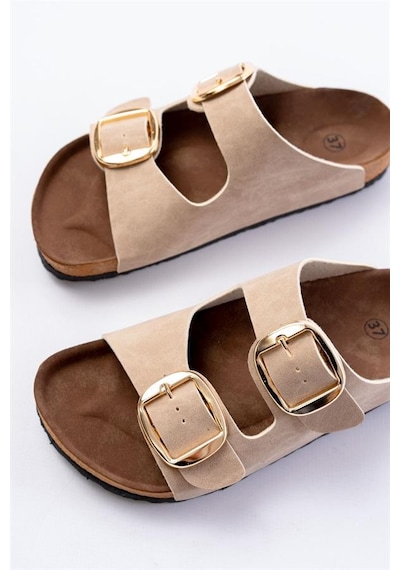 Alemdarshop P-101 Bej Günlük Birkenstock Kadın Terlik