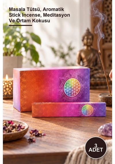 3 Adet Flower Of Life Masala Aromalı Çubuk Tütsü Masala Tütsü, Aromatik Stick Incense, Meditasyon Ve Ortam Kokusu