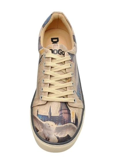 Kadın Vegan Deri Bej Sneakers - Warner Bros Gryffindor Gang Harry Potter Tasarım Çok Renkli
