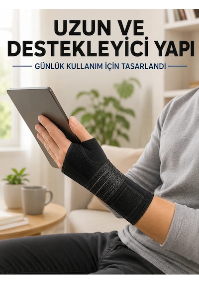 Avuç İçi Metal Destekli El Bilekliği Ayarlanabilir Cırtlı Bilek Desteği Siyah