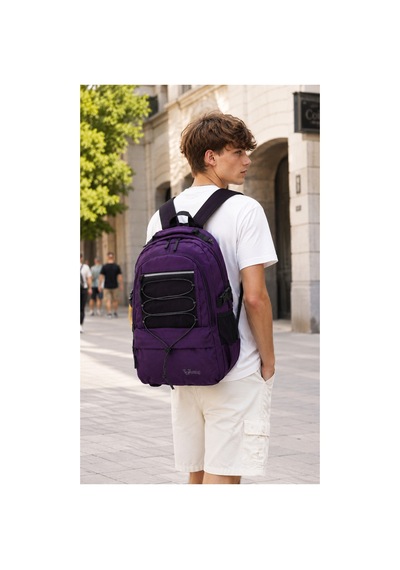 Kaff Young 51534 Purple Mor Unisex Çok Cepli Suya Dayanıklı Sırt Çantası