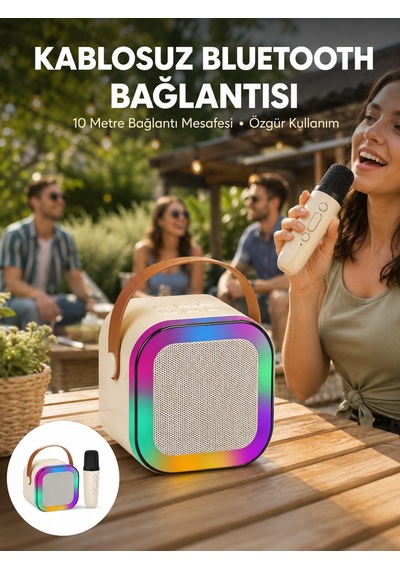 Karaoke Mikrofon Hoparlör Seti 6 Saat Kullanım Süresi Yeni Nesil - Lisinya