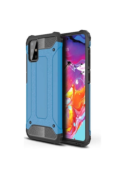 Kilifone - Samsung Uyumlu Galaxy A51 - Kılıf Çift Katman Zırh Tank Crash Military Kapak - Mavi