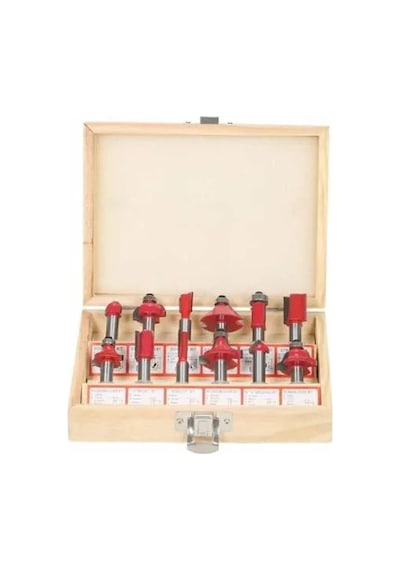 12 Parça Freze Uç Takımı Ahşap Oyma Ağaç Delme Çantalı Set 8 Mm