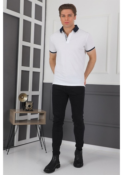 T8579 Dewberry Erkek T-shırt-beyaz Beyaz