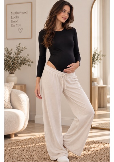 Luvmabelly Myra1900 Göbeği Kavrayan Çıtçıtlı Modal Hamile Body - Siyah