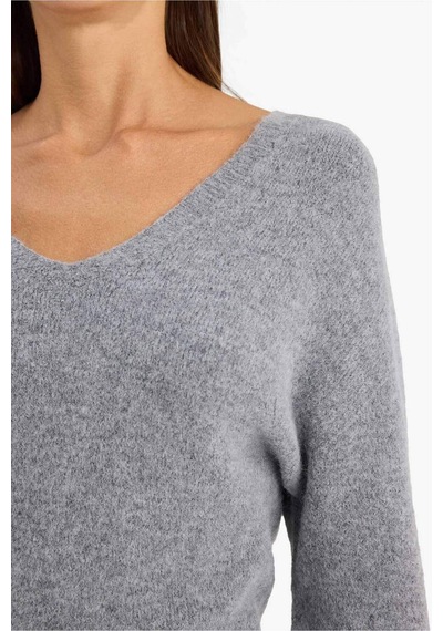 Defacto Regular Fit V Yaka Alpaka Yünü Triko Kazak G6951ax26spgr156 Gri-gr156