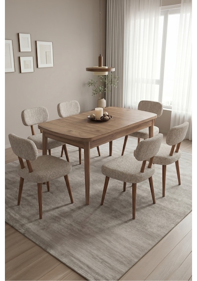 Hopii 80x132 Açılır Kelebek Masa 6 Sandalye Mutfak Masası Takımı, Yemek Masası Takımı Krem Hopii 80x132 Açılır Kelebek Masa 6 Sandalye Mutfak Masası Takımı, Yemek Masası Takımı Krem