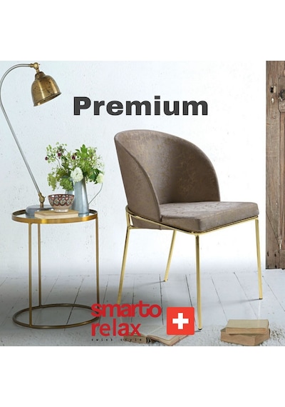 Smarto Relax Premium 2'li Yemek Masası Sandalye Seti - Metal Ayaklı, Krem Kumaş Bej