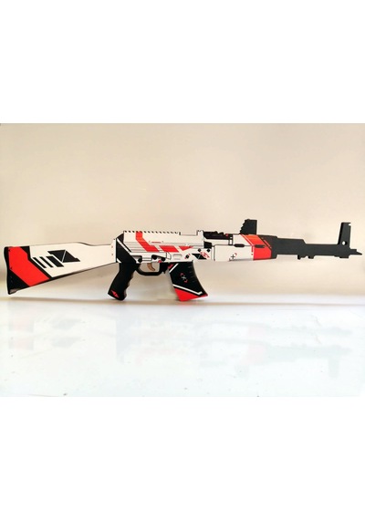 Ahşap Cs-Go Asiimov Ak-47 Lastik Atar Oyuncak Tüfek