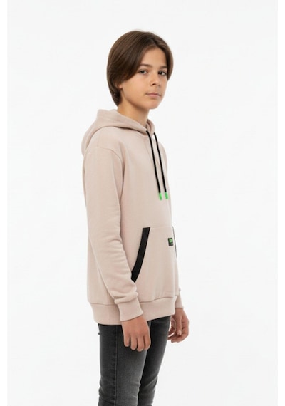 Kapüşonlu Kanguru Cepli 2 İplik Mevsimlik Erkek Çocuk Sweatshirt-90939 Bej