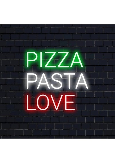 Pızza Pasta Love Yazılı Neon Tabela Çok Renkli