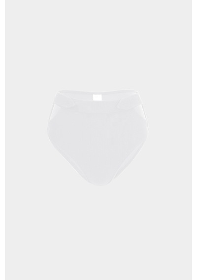 Açelyaokcu Premium Dokulu Yüksek Bel Idunn Fit Kadın Bikini Altı Beyaz