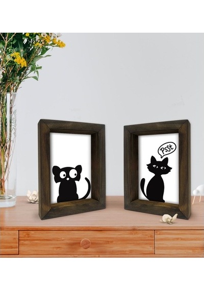 Bk Gift Dekoratif 2'Li Doğal Masif Ahşap Çerçeve 15X20Cm-1