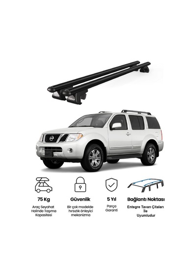 Venüs Nissan Pathfinder R51 2004-2012 Uyumlu Siyah Ara Atkı Port Bagaj Tavan Barı