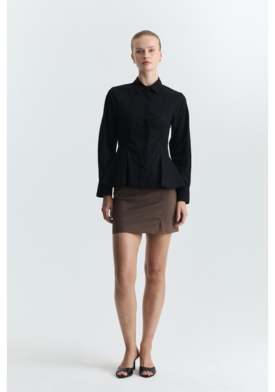 Antioch Peplum Poplin Gömlek Siyah