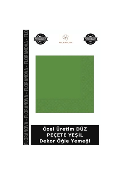 Özel Üretim Düz Peçete Yeşil Dekor Öğle Yemeği