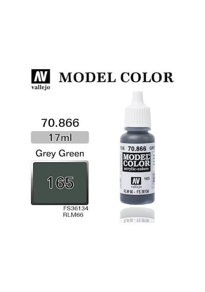 17 Ml. 165 Grey Green-matt Model Color Serisi Maket Boyası, Vallejo 70866 Standart