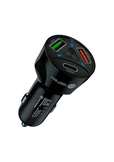 55w Araç İçi Hızlı Şarj Aleti, 2 Usb Ve 1 Type-c Çıkışlı