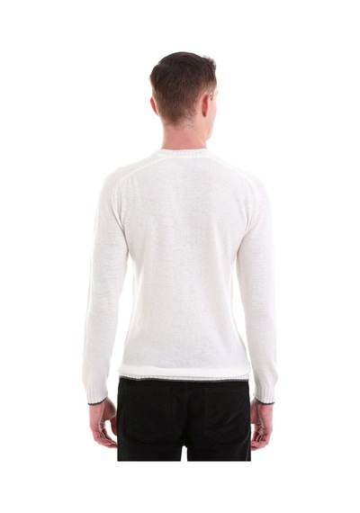 Hatemoğlu Ekru Regular Fit Düz Bisiklet Yaka Yünlü Casual Triko Kazak 3412 Ekru