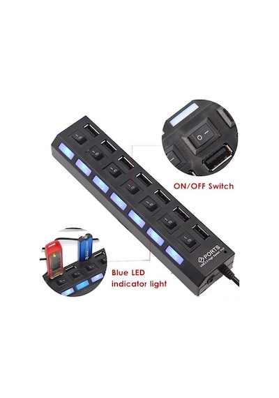 7 Port Usb Hub - On/Off Switch Işıklı - Usb Çoklayıcı - Chipli (519136778)