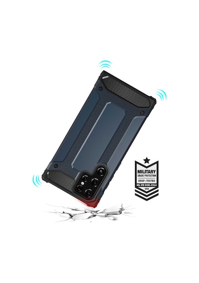 Noktaks Samsung Galaxy Uyumlu S22 Ultra Kılıf Çift Katman Zırh Tank Crash Military Kapak Siyah T20112