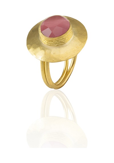Kadir Jewellery 22 Ayar Altın Kaplama Zirkon Taşlı Kadın Vintage Yüzük Pembe