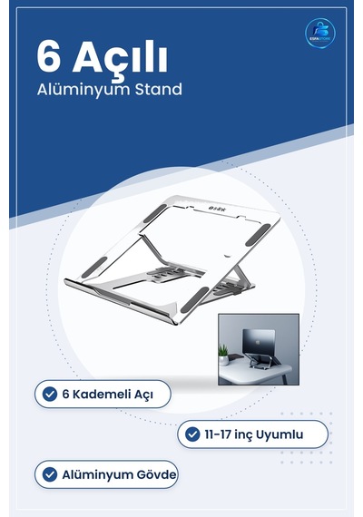 Notebook Standı Katlanabilir Altüminyum 6 Açılı Laptop İçin Ofis