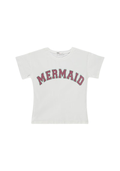 Civil Girls Mermaid Baskılı 6-9 Yaş Tişört - Kırık Beyaz 18L87266226S1