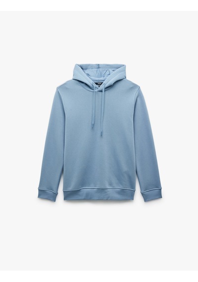 Koton Şardonlu Uzun Kollu Basic Kapşonlu Sweatshirt Mavi 6wam70015mk