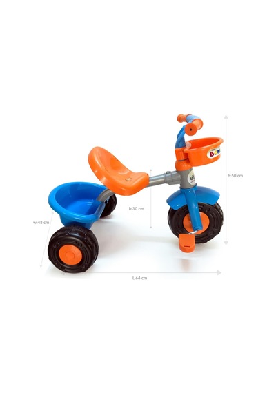 Boni Bike 3 Tekerli Metal Gövdeli 50kg Taşıma Kapasiteli Ön Ve Arka Sepetli Renkli Çocuk Bisikleti Turuncu
