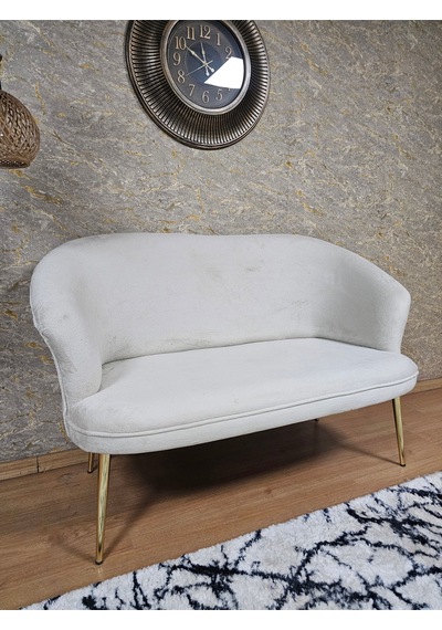Zafir İkili Teddy Gold Kaplama Sivriltme Ayak Çay Seti Koltuk İkili Berjer , Balkon, Salon, Ofis Krem