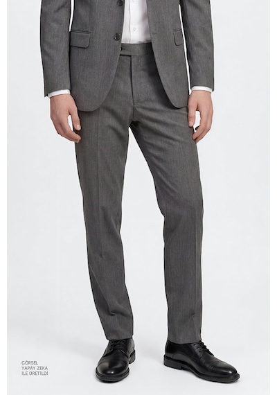 AC&Co / Altınyıldız Classics Erkek Grı Slim Fit Dar Kesim Mono Yaka Takım Elbise Gri