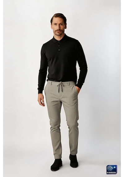 İgs Gri Dynamic Fit Lastikli İpli Erkek Pantolon Konforlu Smart Casual-26026