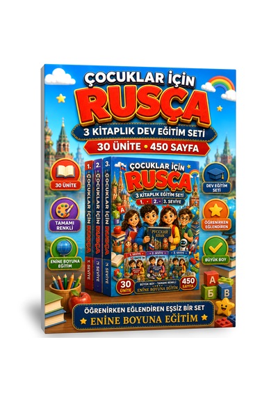 Çocuklar İçin Rusça 3 Kitaplık Dev Eğitim Seti