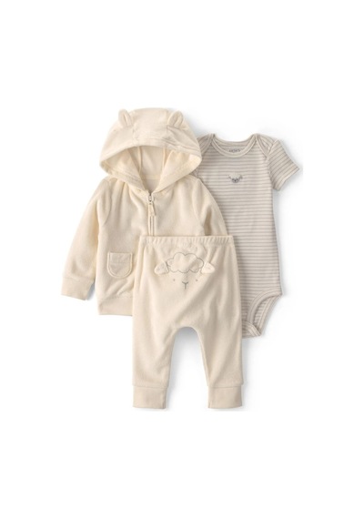 Carter's Bebek Layette 3'lü Kapüşonlu Ceket Alt Takım Krem 1v4188