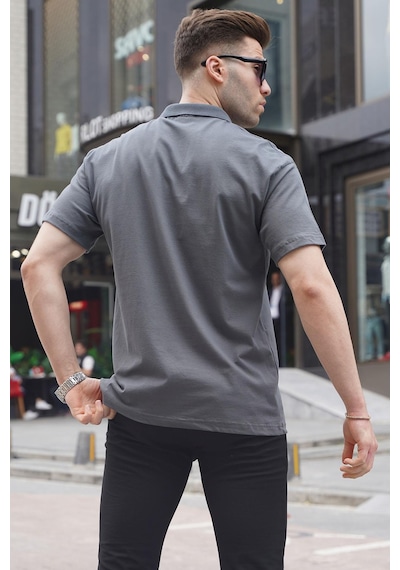Madmext Füme Polo Yaka Basic Erkek Tişört 6126-füme Füme