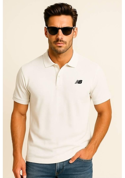 New Balance Beyaz Classic Basic Logo Polo Yaka Pike Tişört Mnt3415-wt Beyaz